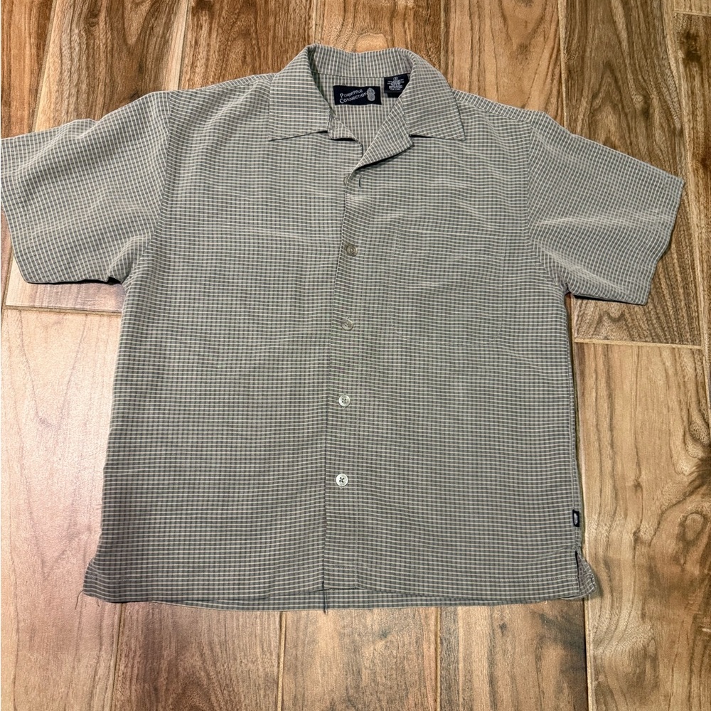 Gray Casual Button Down Shirt with Camp Collar